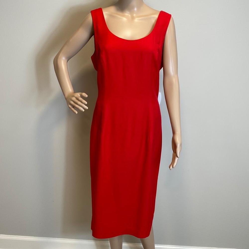 Bright red sheath sleeveless dress, size 14.